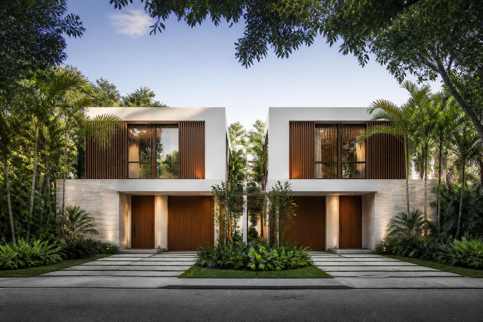 Tropical modern two-residence duplex in Coconut Grove