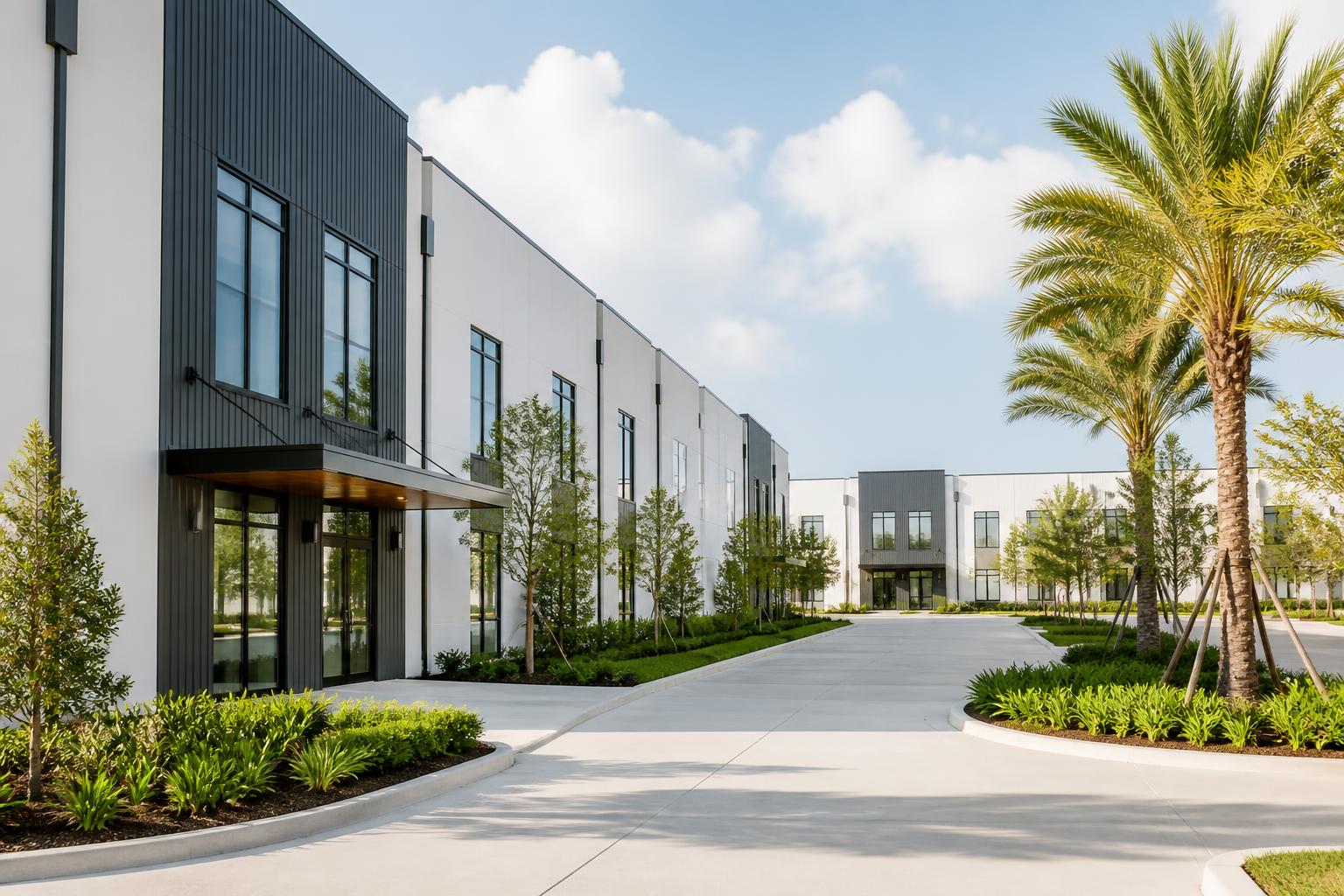 Contemporary landscaped light-industrial and commerce campus in Orlando