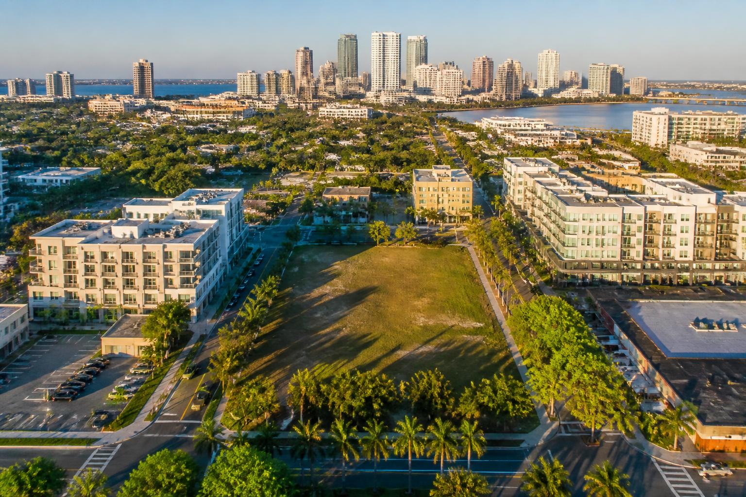 Aerial view of an urban infill development parcel near Tampa waterfront districts