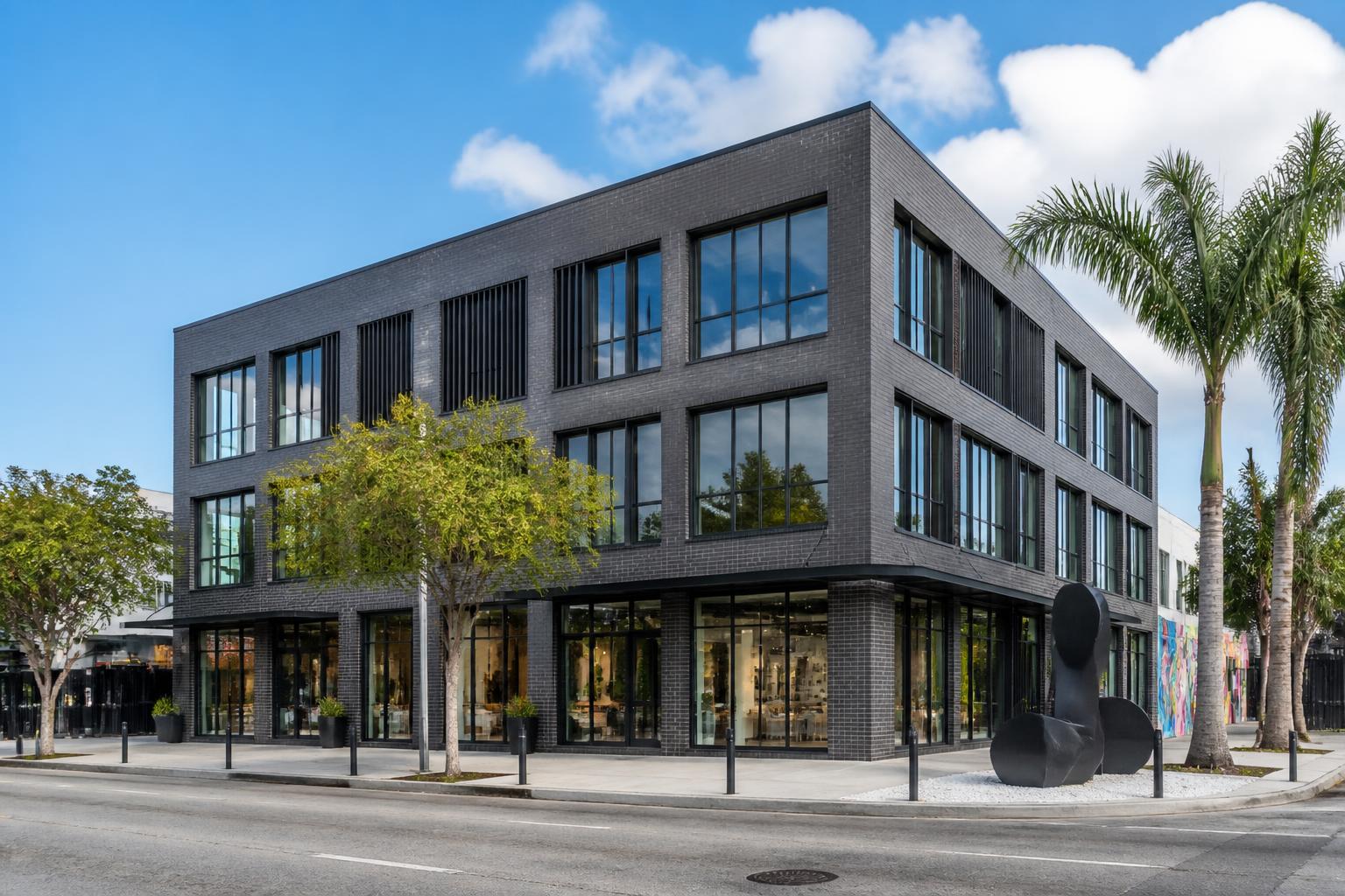 Contemporary Wynwood mixed-use building with refined ground-floor retail frontage